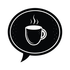 Vector art of hot coffee cup in a speech bubble isolated