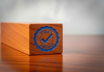 Wooden block with approved stamp and check mark