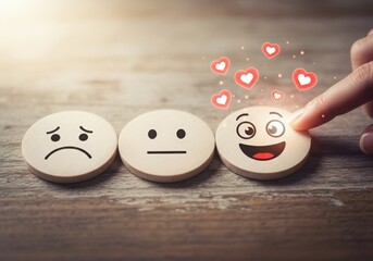 Customer satisfaction journey from sad to happy with social media likes