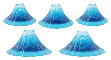 Five stylized ice mountain illustrations against white Graphic elements depict nature used for design backgrounds or visual assets