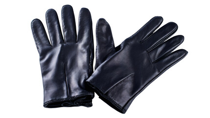 Navy Leather Gloves, isolated on transparent background