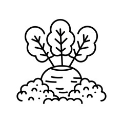 beetroot growing black line icon for digital and print projects. Arctic animals.