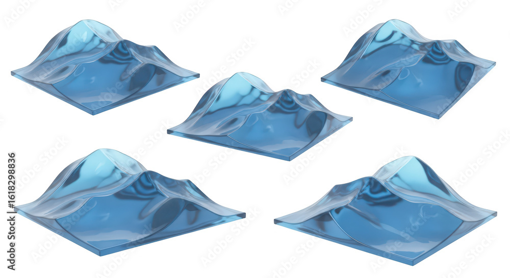 Fototapete five 3d rendered waves on a white backdrop showing fluid motion potentially for website graphics or 