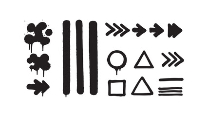 Abstract shapes, lines, and spray marks collection