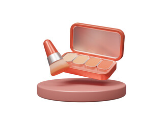 Beauty cosmetics 3d icon isolated on transparent background, Makeup cosmetic concept. Perfect look and beauty. Realistic packages for decorative cosmetics. Cartoon minimal style. 3d rendering