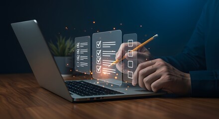 Online Checklist, Digital Survey and Assessment Concept