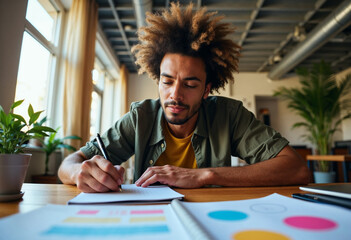 Startup Leader Drafting Strategy on Notebook