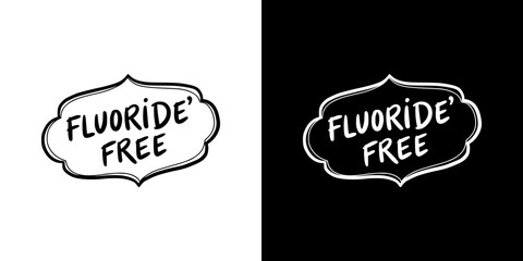"Fluoride Free" logo in chalk style, pencil drawing, isolated vector image, two design variants on transparent and black background
