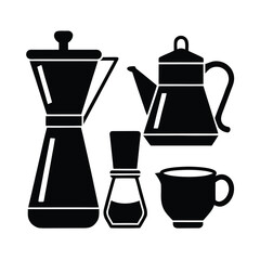 Vector art of collection of coffee making items isolated