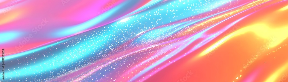 Poster colorful abstract wave background with glowing sparks and fluid motion for creative design projects 