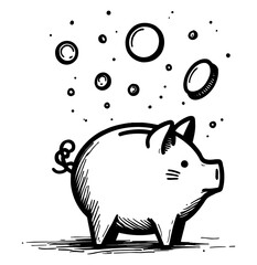 Piggy Bank with Flying Coins