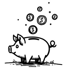 Piggy Bank with Flying Coins