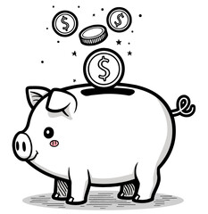Piggy Bank with Flying Coins