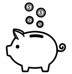 Piggy Bank with Flying Coins