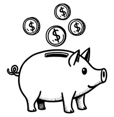 Piggy Bank with Flying Coins