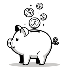 Piggy Bank with Flying Coins