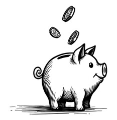 Piggy Bank with Flying Coins