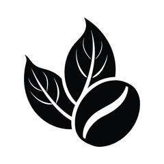 Vector art of coffee bean and leaves, isolated