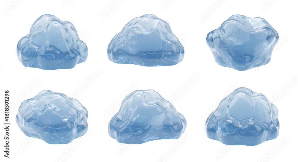 Fototapete six translucent blue water blob shapes are arranged in a grid with no background these shapes are fo