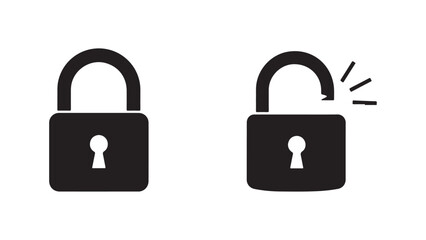 Broken lock icon, security breach, access, protection