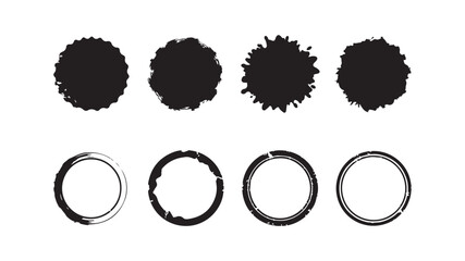 Brush stroke circles and rings isolated on white
