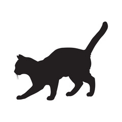 Cat Silhouette Prowling, Black Shape, Animal Profile