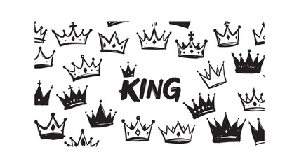Crowns and King Text Hand-Drawn Style