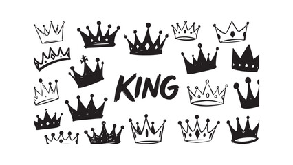 Crowns and King Text Hand-Drawn Style