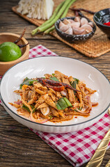 The Bamboo Shoot Soup or Spicy Bamboo Shoot Salad for Thai food and cooking concept   