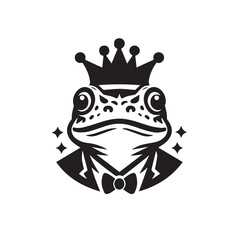 vector logo of a frog wearing a crown