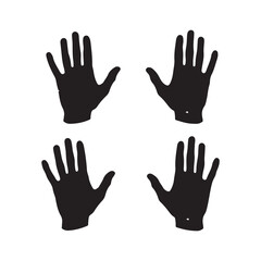 Fototapeta premium Four black hand silhouettes isolated on white background