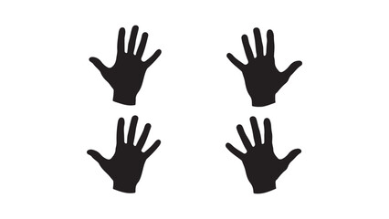 Fototapeta premium Four black handprints isolated on white background