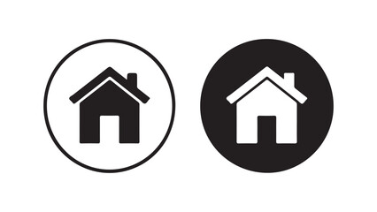 Home icon in circle, black and white, simple style