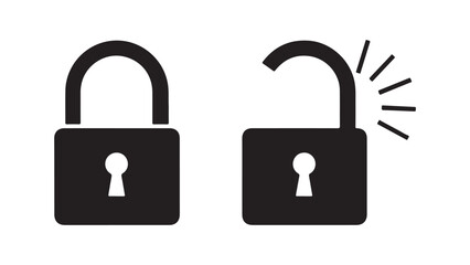 Locked and unlocked padlock icons for security and access