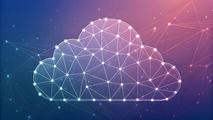 Abstract Geometric Cloud Shape with Network Connections and Gradient Background technology new latest web ai background futuristic hud cyber security neural network data tech download ai background