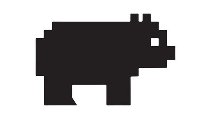 Pixelated bear icon, retro game style, black and white