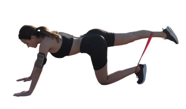 A sporty slim girl in leggings and a top resting between exercises. - Powered by Adobe