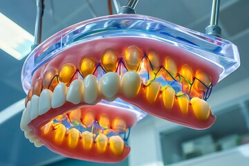 Realistic Dental Model Displaying Human Teeth and Gums for Educational Purposes in Dental Clinic Environment