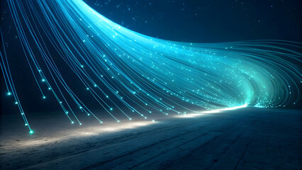 Flowing Blue Fiber Optic Strands with Glowing Light Particles technology data background new latest web ai background futuristic hud cyber security neural network data tech download ai background