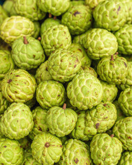 Fototapeta premium Close up of organic green fruits with custard apple