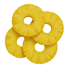 Pineapple slices, white isolate background