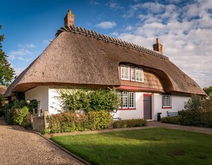 Fototapeta premium charming cottage with a traditional thatched roof