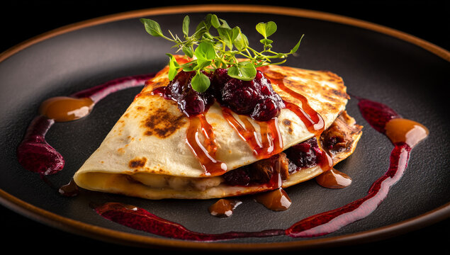 Quesadilla with garnish for National Quesadilla Day