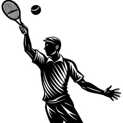 Tennis Serve Silhouette: Sports Action & Athlete Performance