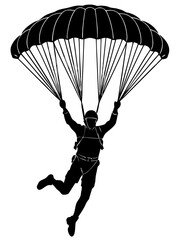 Skydiver Parachute Silhouette: Freefall & Adventure Sport