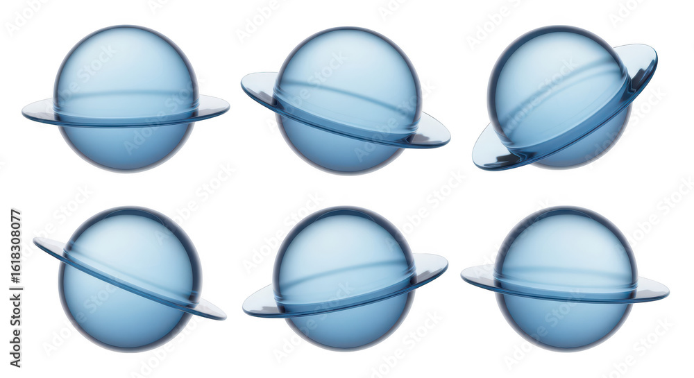 Aufkleber transparent blue planet models rotating showing various perspectives isolated on white background us