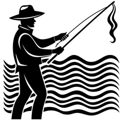 Fisherman Silhouette: Relaxing by the Water