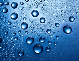 water droplets on blue hydration freshness