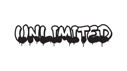 Unlimited word art drip style black and white typography