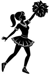 Cheerleader Silhouette with Pom-Pom: Spirit & Performance